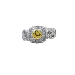 NWOT Fragrant Jewels Ring Yellow Round-Cut Halo Vintage Size 8 US